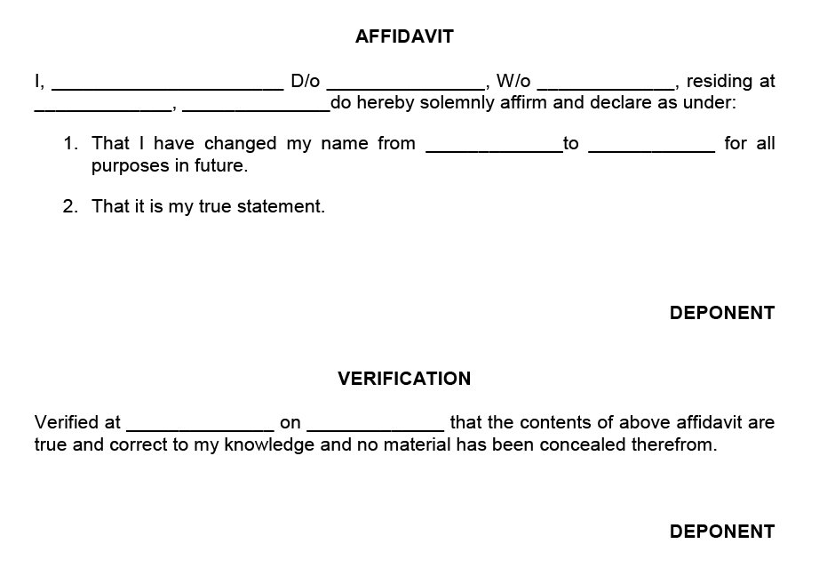 Sample Name Change Affidavit (Format)